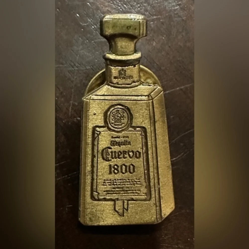 Vintage Jose Cuervo 1800 Bottle Pin | Gold-Tone Tequila Brooch